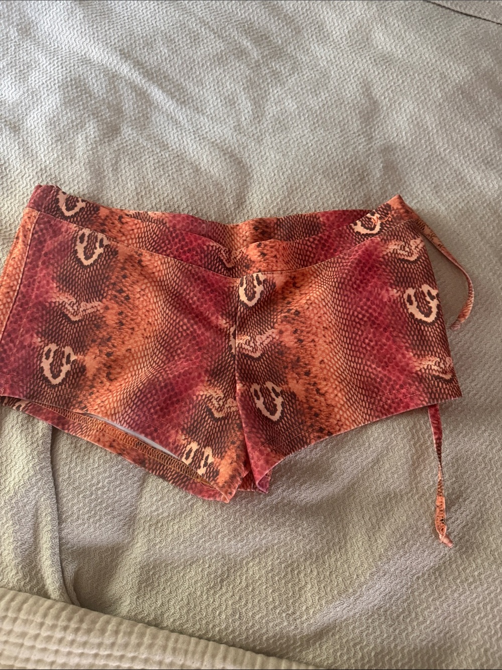 Mika Yoga Wear Orange-Pink Snake Print Bike Shorts
